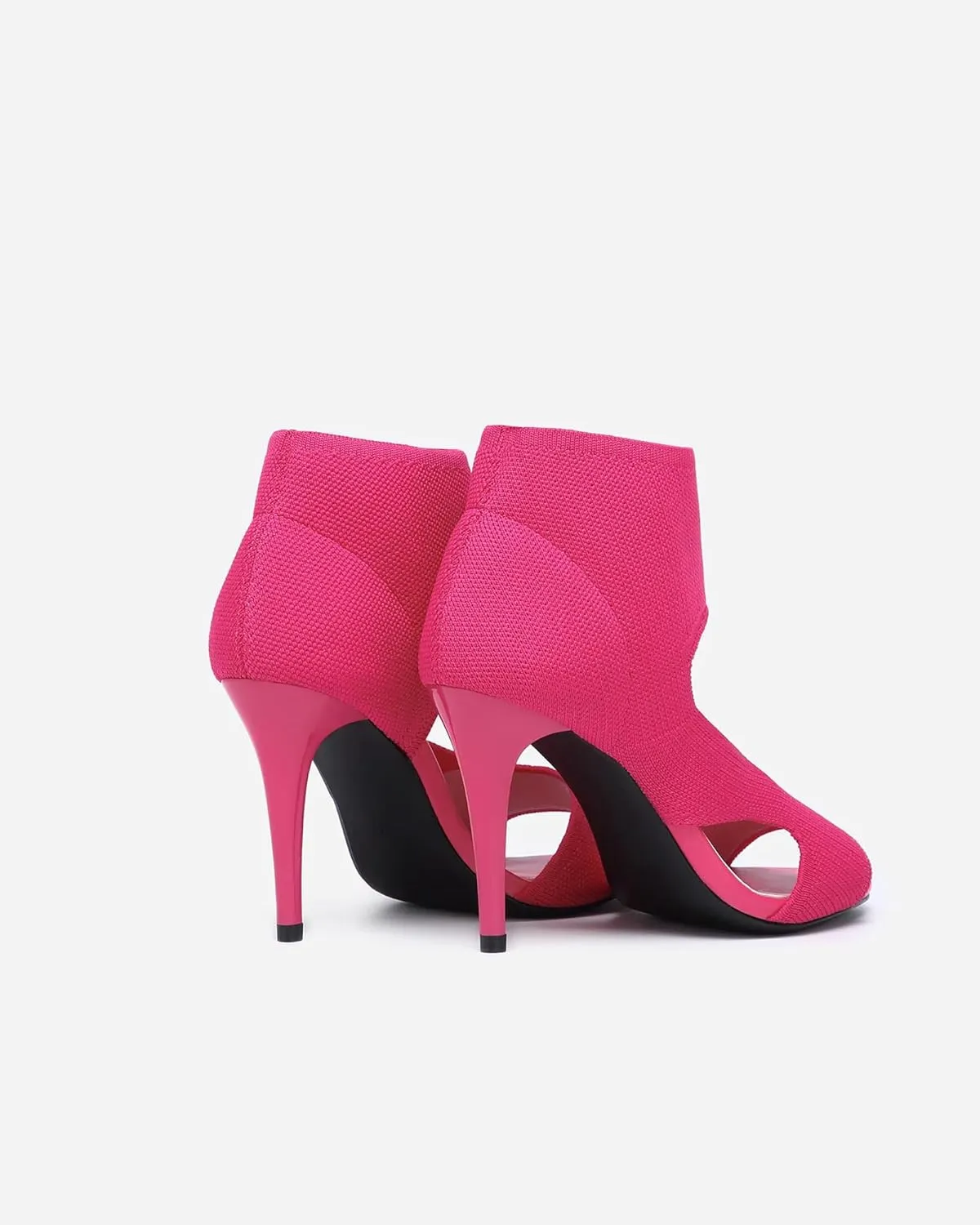 Mousse Fit Women Retro Peep Toe Elegant Stiletto Low Heeled Sandals Breathable Mesh Knit Elastic Design Upper Comfortable Shoes