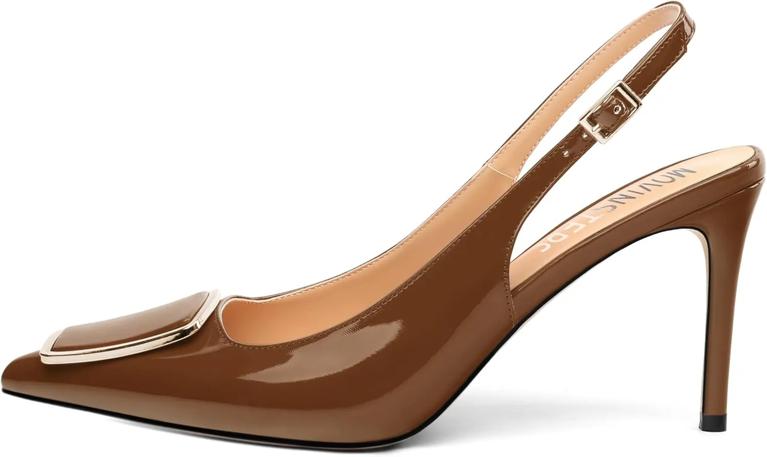 MOVINSTEPS Slingback Heels for Women Stiletto Patent Pointed Closed Toe High Heels Wedding Party Club Prom Dress Shoes 3.5 Inches
