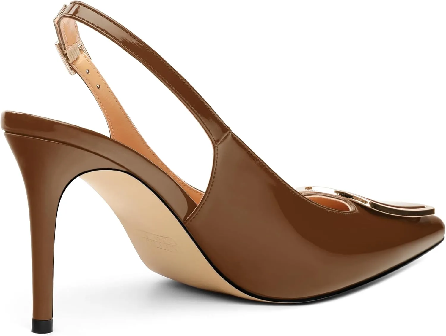 MOVINSTEPS Slingback Heels for Women Stiletto Patent Pointed Closed Toe High Heels Wedding Party Club Prom Dress Shoes 3.5 Inches