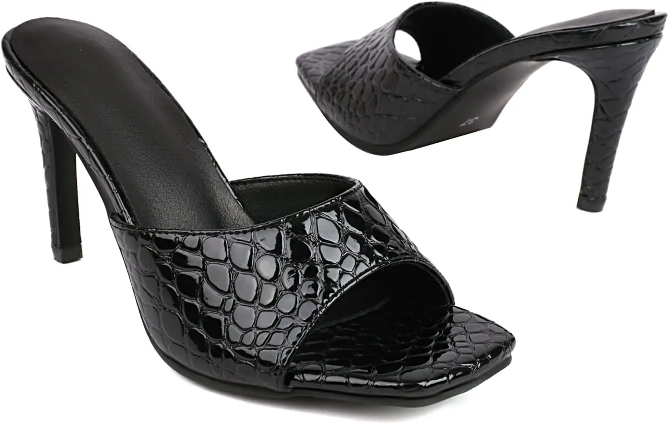 MRKEWUNEY Fashion Women Stiletto Heel Mules Sandals