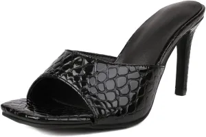 MRKEWUNEY Fashion Women Stiletto Heel Mules Sandals