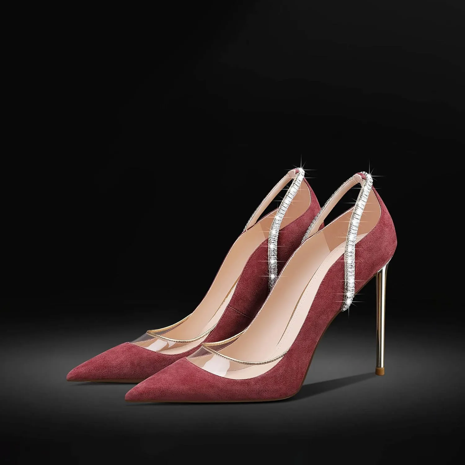 MSONLYDN Heels Dressy Casual Women Suede Pumps Women Stiletto High Heels Leather Pointed Toe for Prom 4 inch