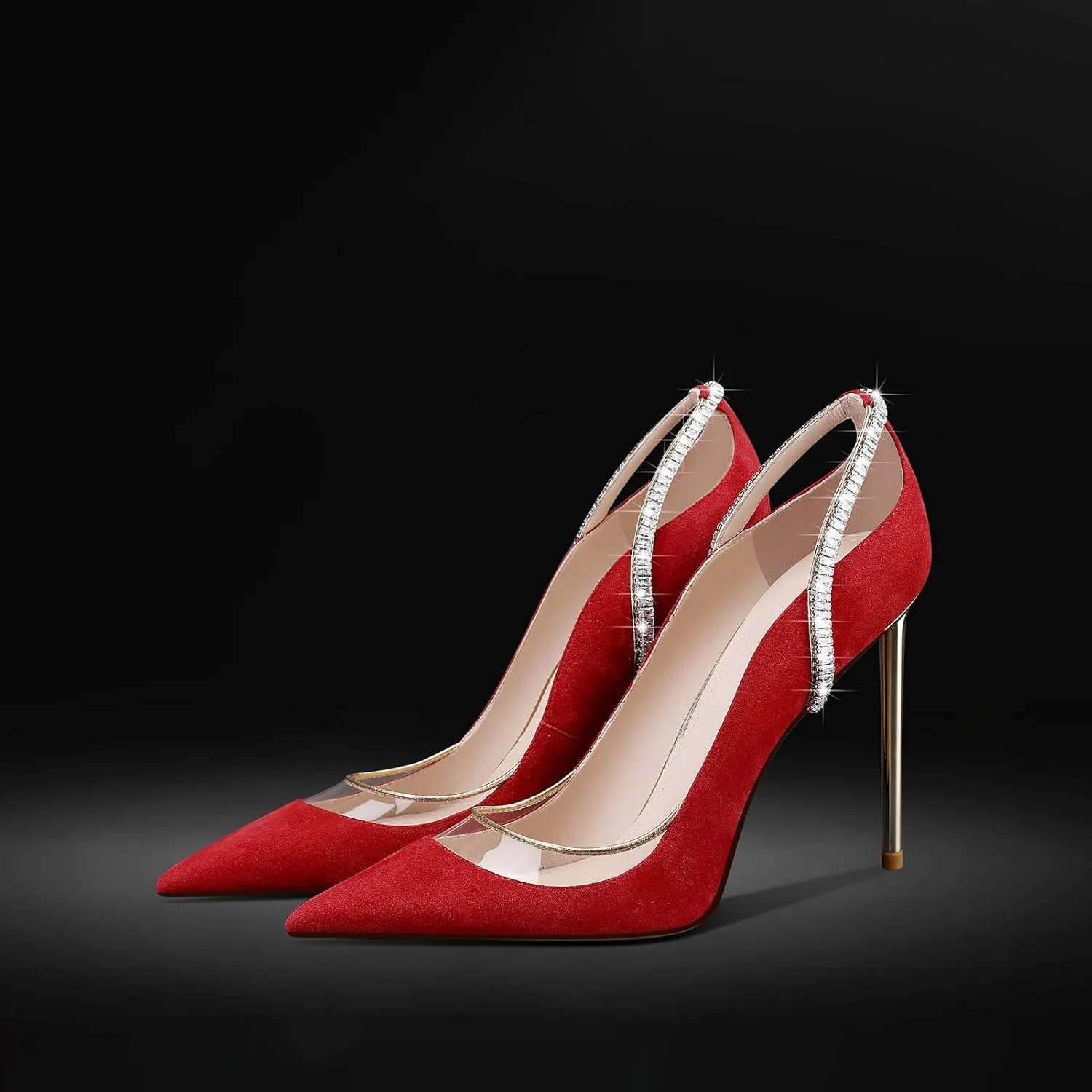 MSONLYDN Heels Dressy Casual Women Suede Pumps Women Stiletto High Heels Leather Pointed Toe for Prom 4 inch