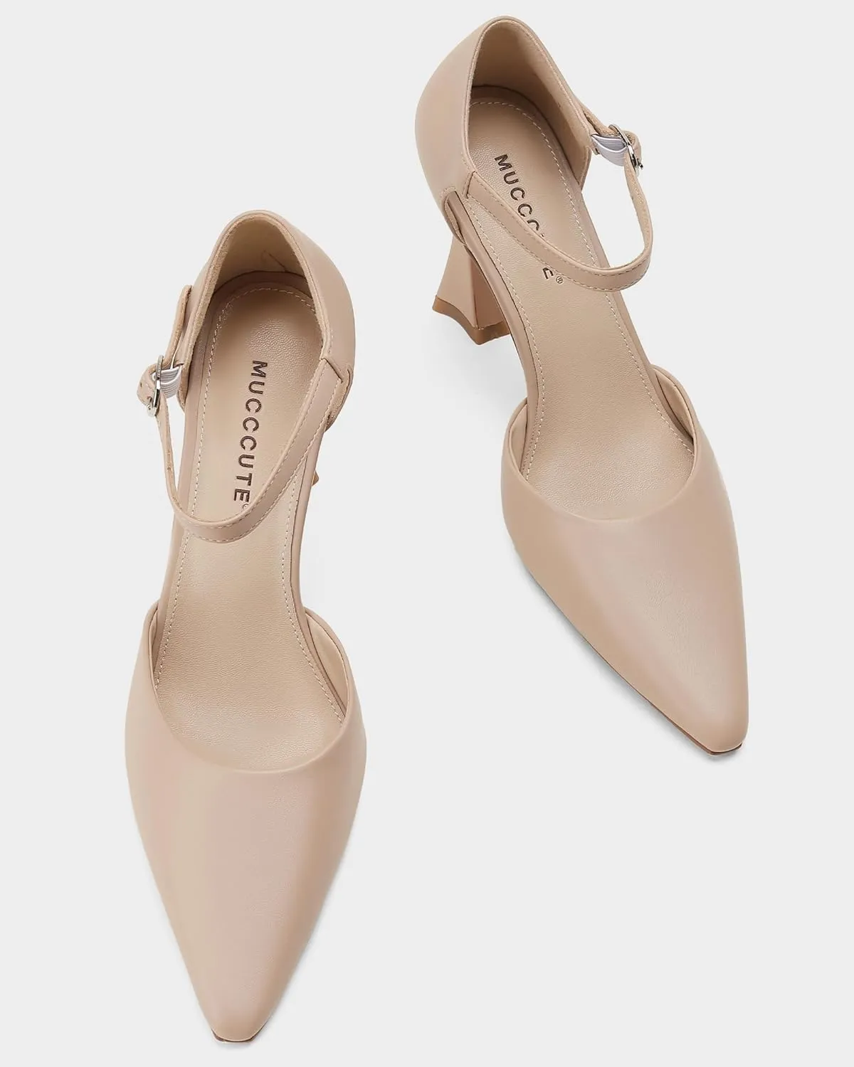 MUCCCUTE Closed Toe Heels for Women Pumps Stiletto High Pointed Toe Heels Sexy Ankle Strap Wedding Dress Shoes