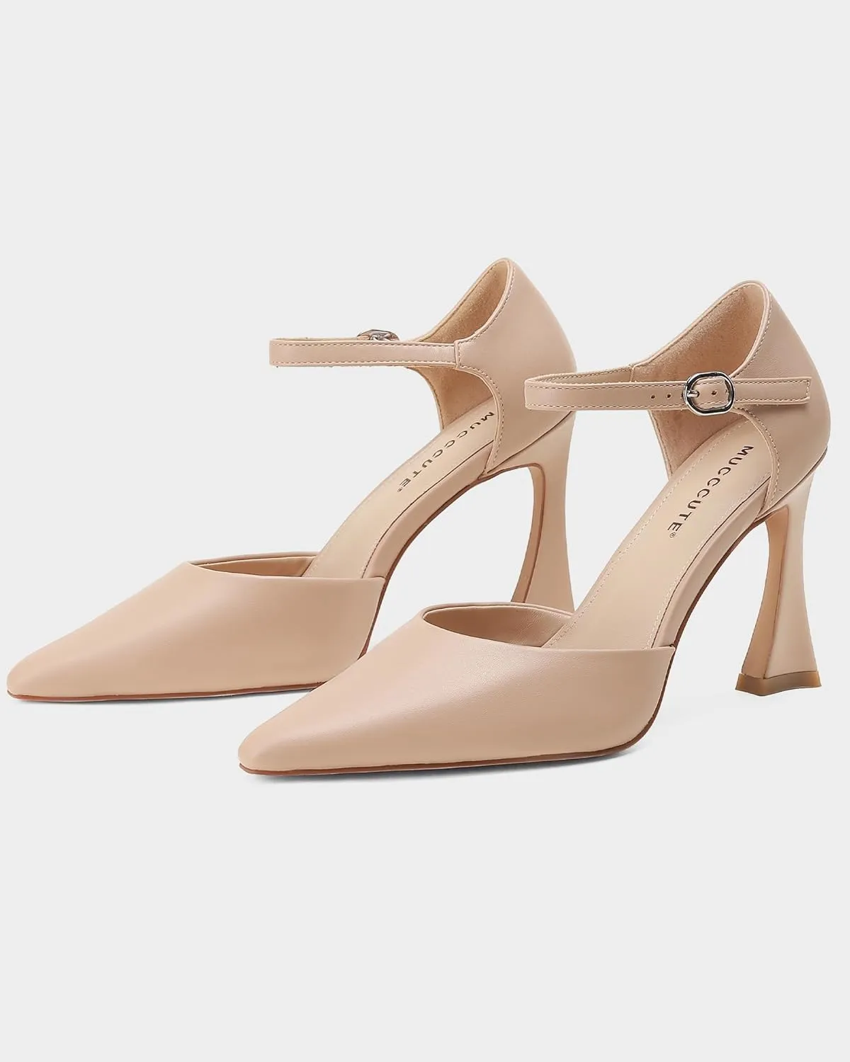 MUCCCUTE Closed Toe Heels for Women Pumps Stiletto High Pointed Toe Heels Sexy Ankle Strap Wedding Dress Shoes