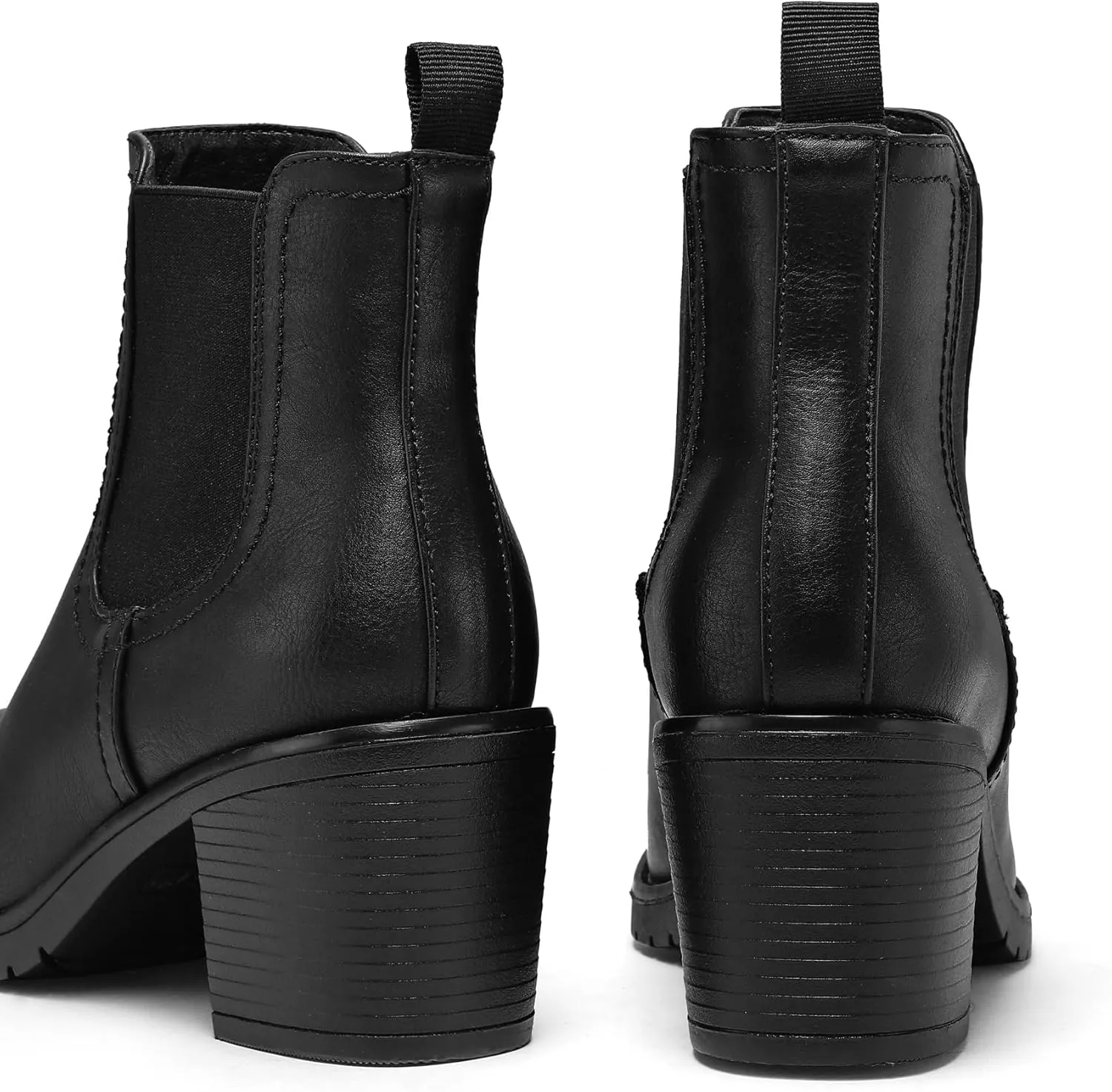 mysoft Women's Ankle Chelsea Boots Slip On Low Chunky Stacked Heel Booties