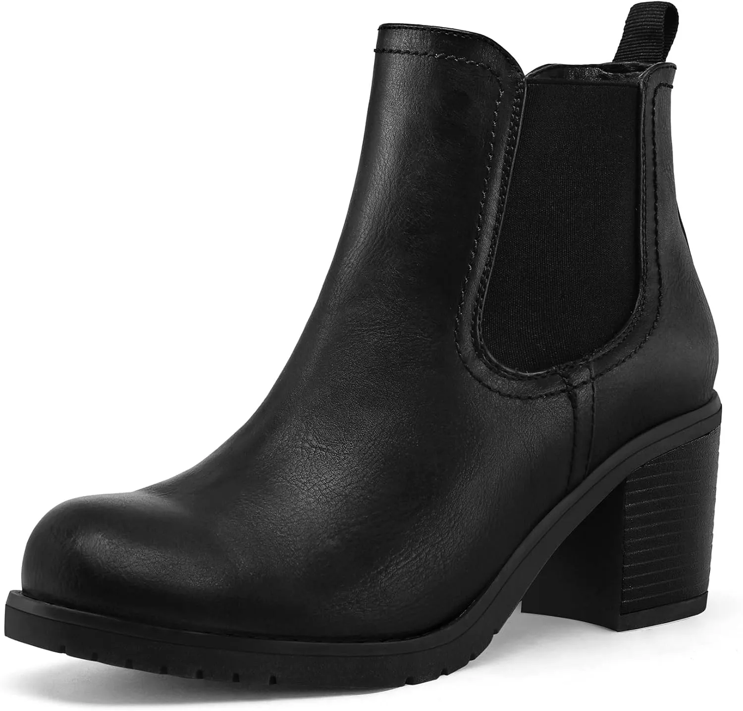 mysoft Women's Ankle Chelsea Boots Slip On Low Chunky Stacked Heel Booties