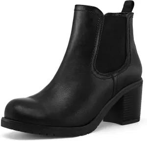 mysoft Women's Ankle Chelsea Boots Slip On Low Chunky Stacked Heel Booties