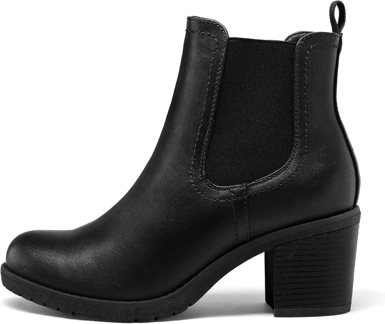 mysoft Women's Ankle Chelsea Boots Slip On Low Chunky Stacked Heel Booties