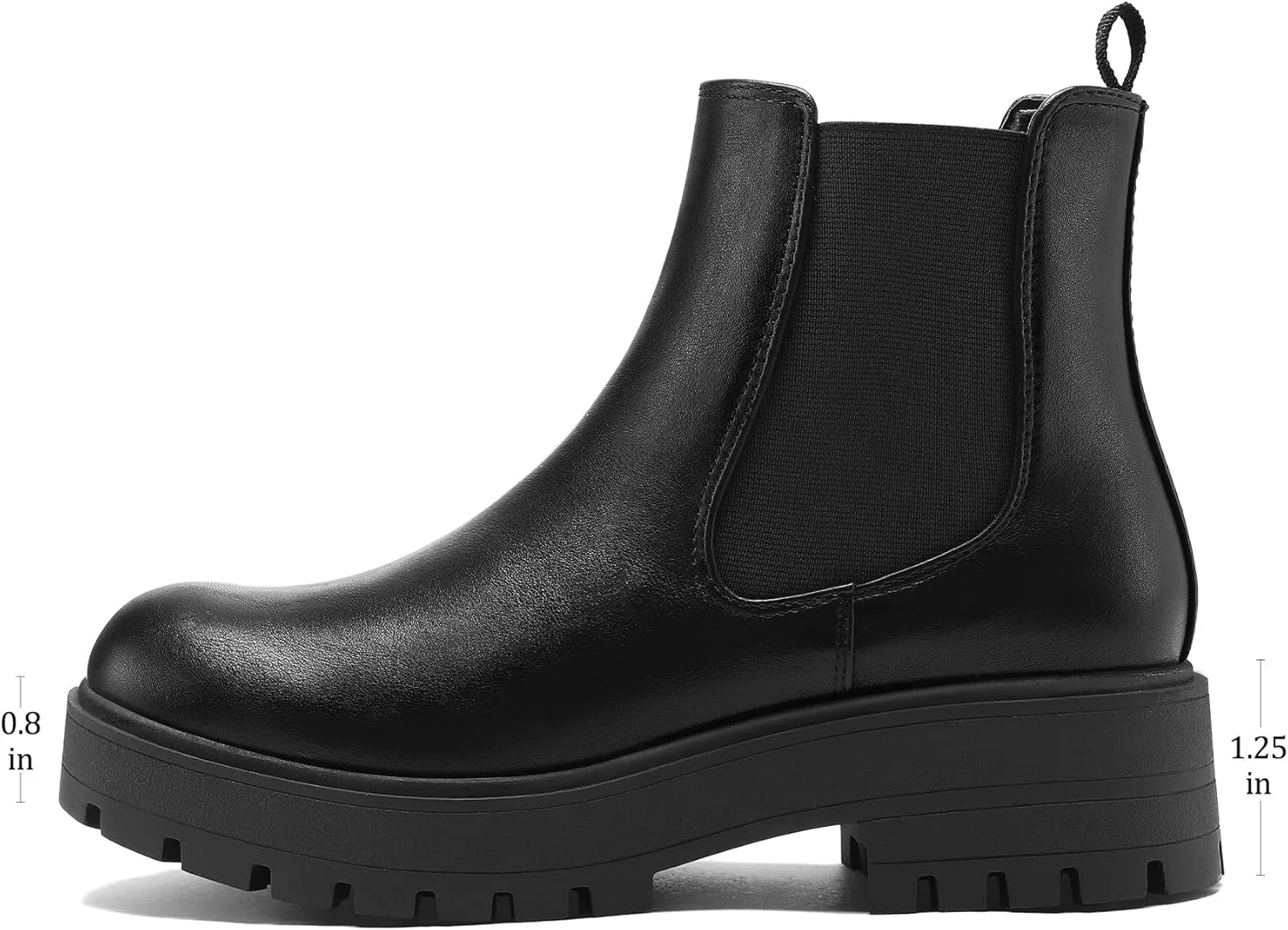 mysoft Women's Chelsea boots Low Heel Slip On Lug Sole Elastic Ankle Booties