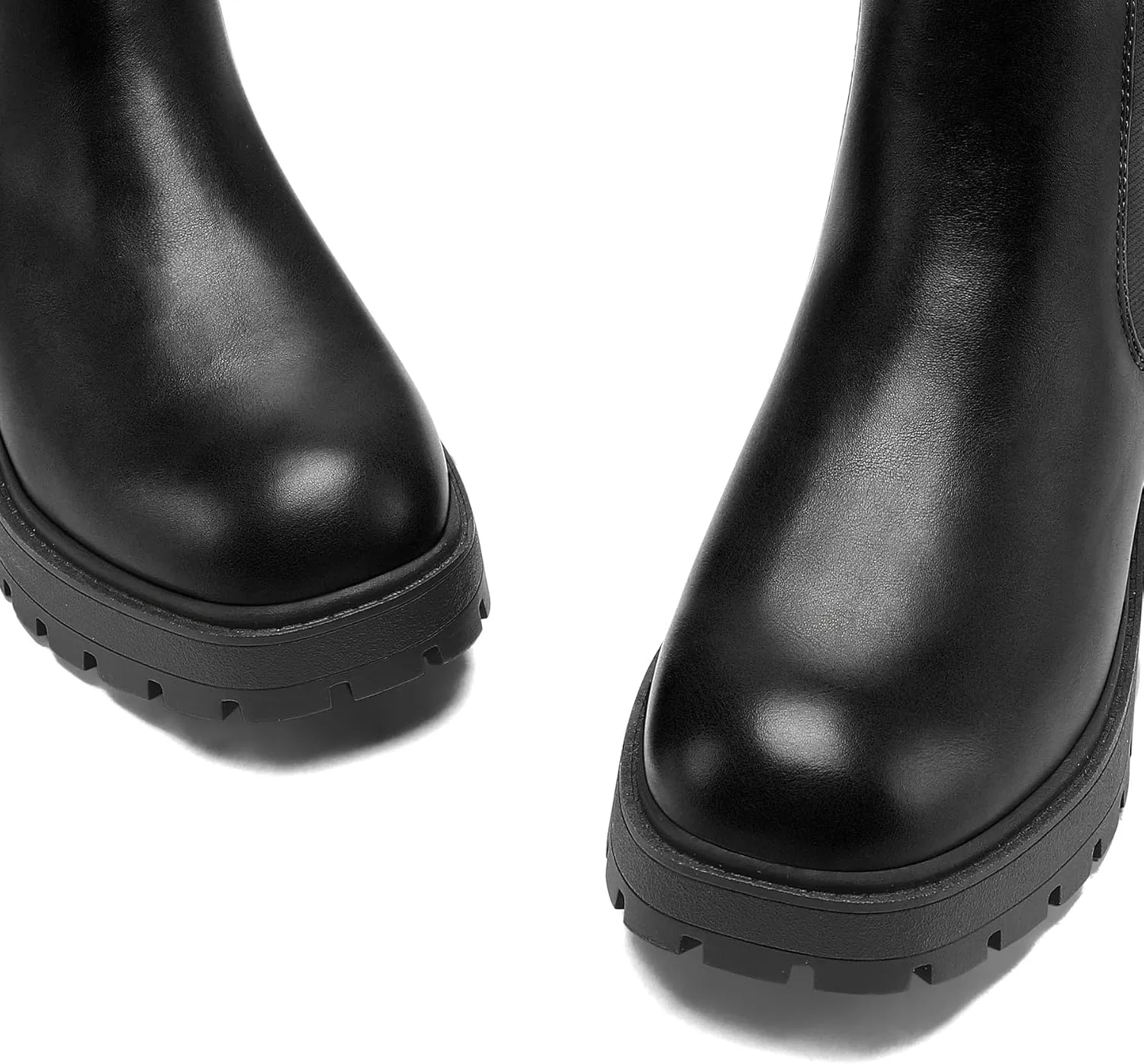 mysoft Women's Chelsea boots Low Heel Slip On Lug Sole Elastic Ankle Booties