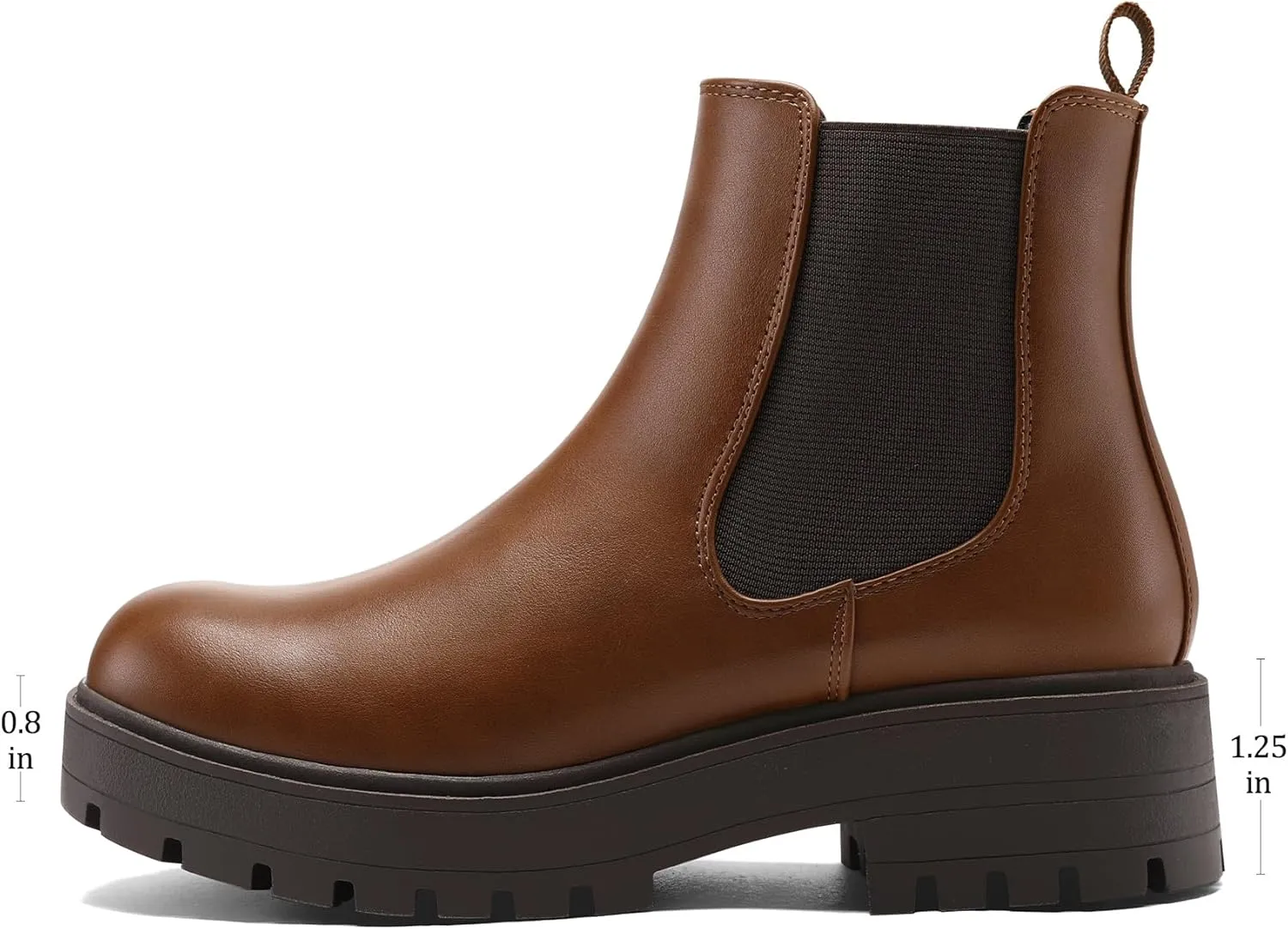 mysoft Women's Chelsea boots Low Heel Slip On Lug Sole Elastic Ankle Booties