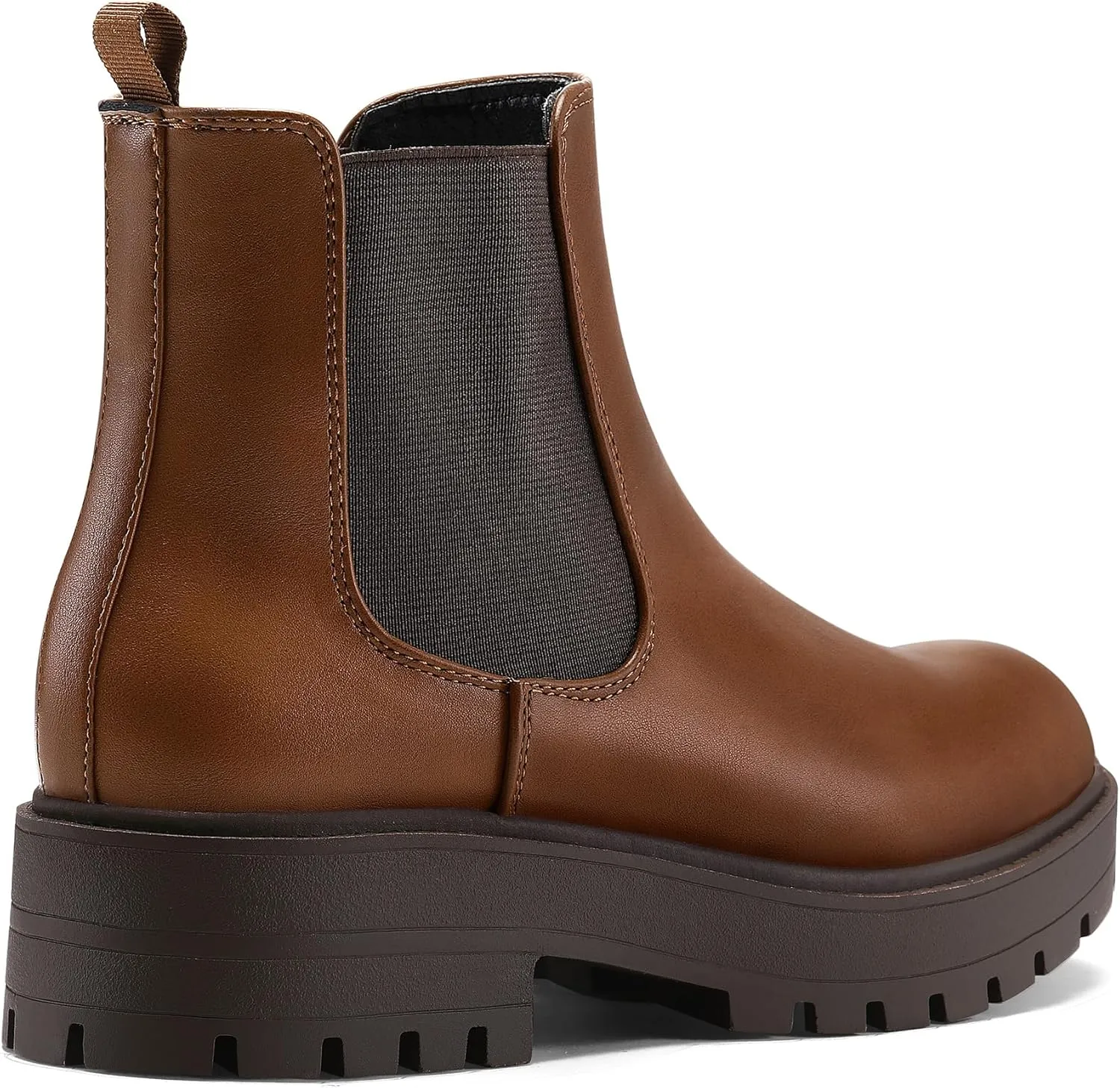 mysoft Women's Chelsea boots Low Heel Slip On Lug Sole Elastic Ankle Booties