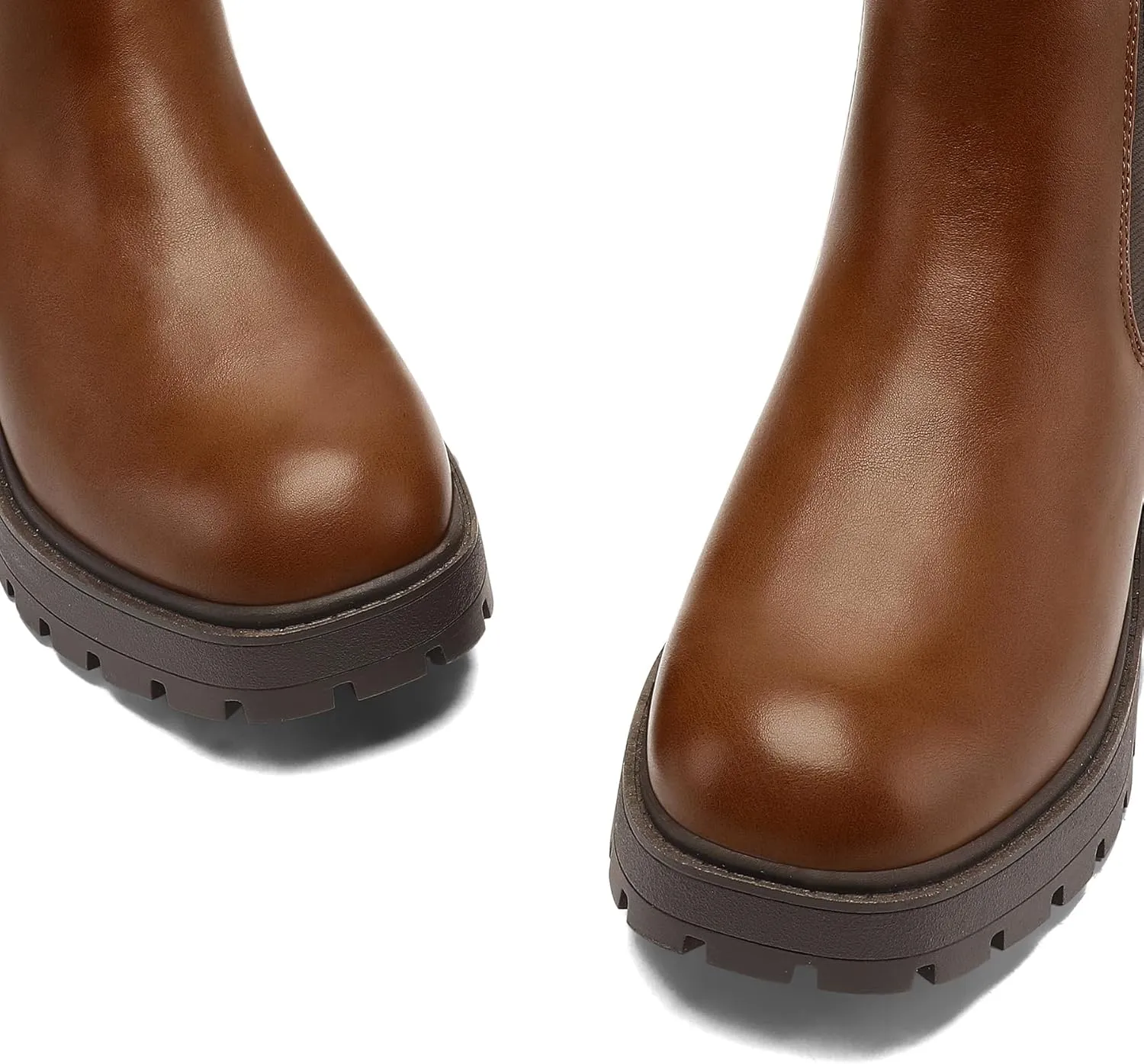 mysoft Women's Chelsea boots Low Heel Slip On Lug Sole Elastic Ankle Booties