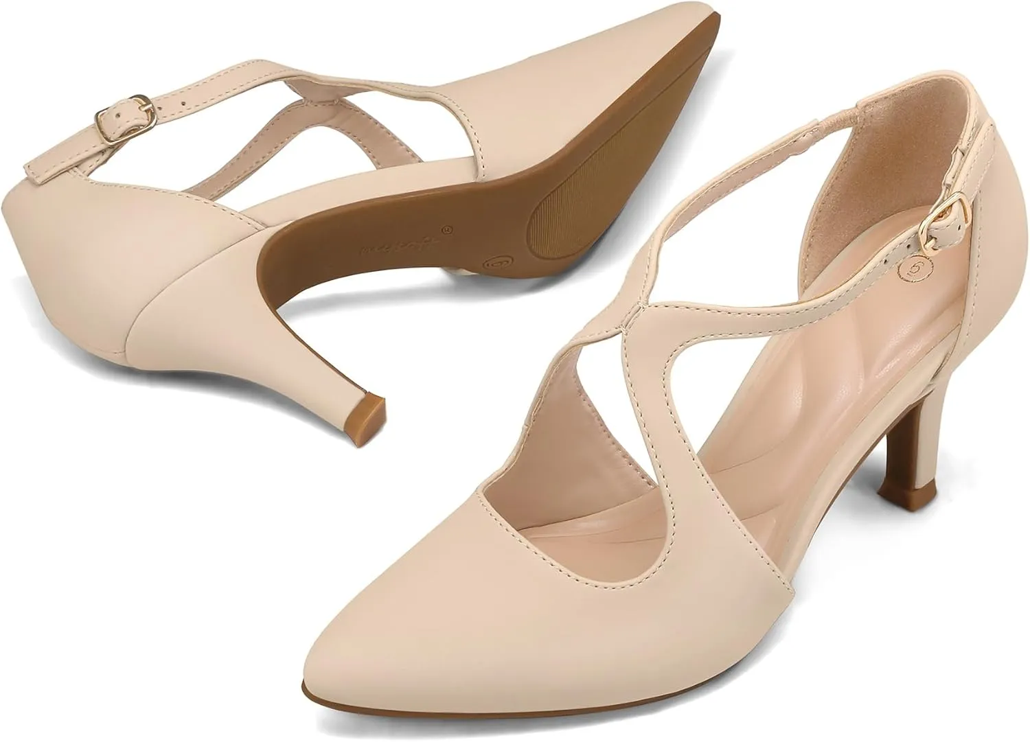 mysoft Women's Dress Shoes Closed Toe 3 Inch Heels Cross Strap Stiletto Pumps Wedding Prom Party Evening Formal Shoes