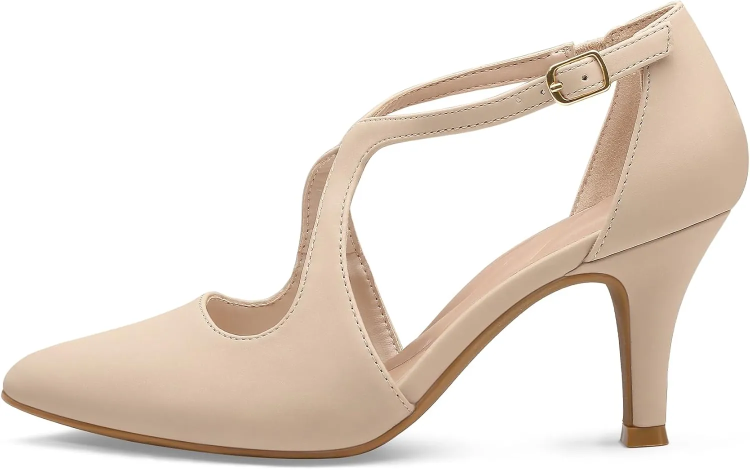 mysoft Women's Dress Shoes Closed Toe 3 Inch Heels Cross Strap Stiletto Pumps Wedding Prom Party Evening Formal Shoes
