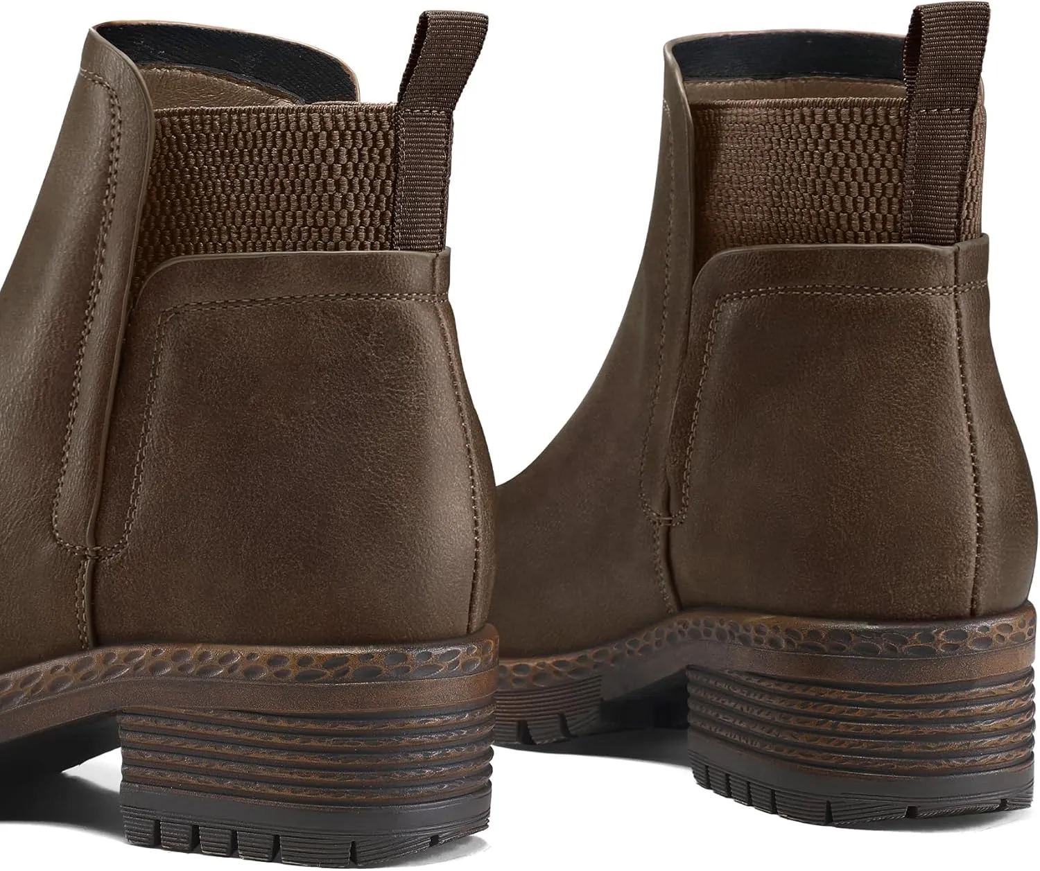 mysoft Women's Elastic Gore Lug Sole Chelsea Boots Slip On Platform Chunky Heel Ankle Booties