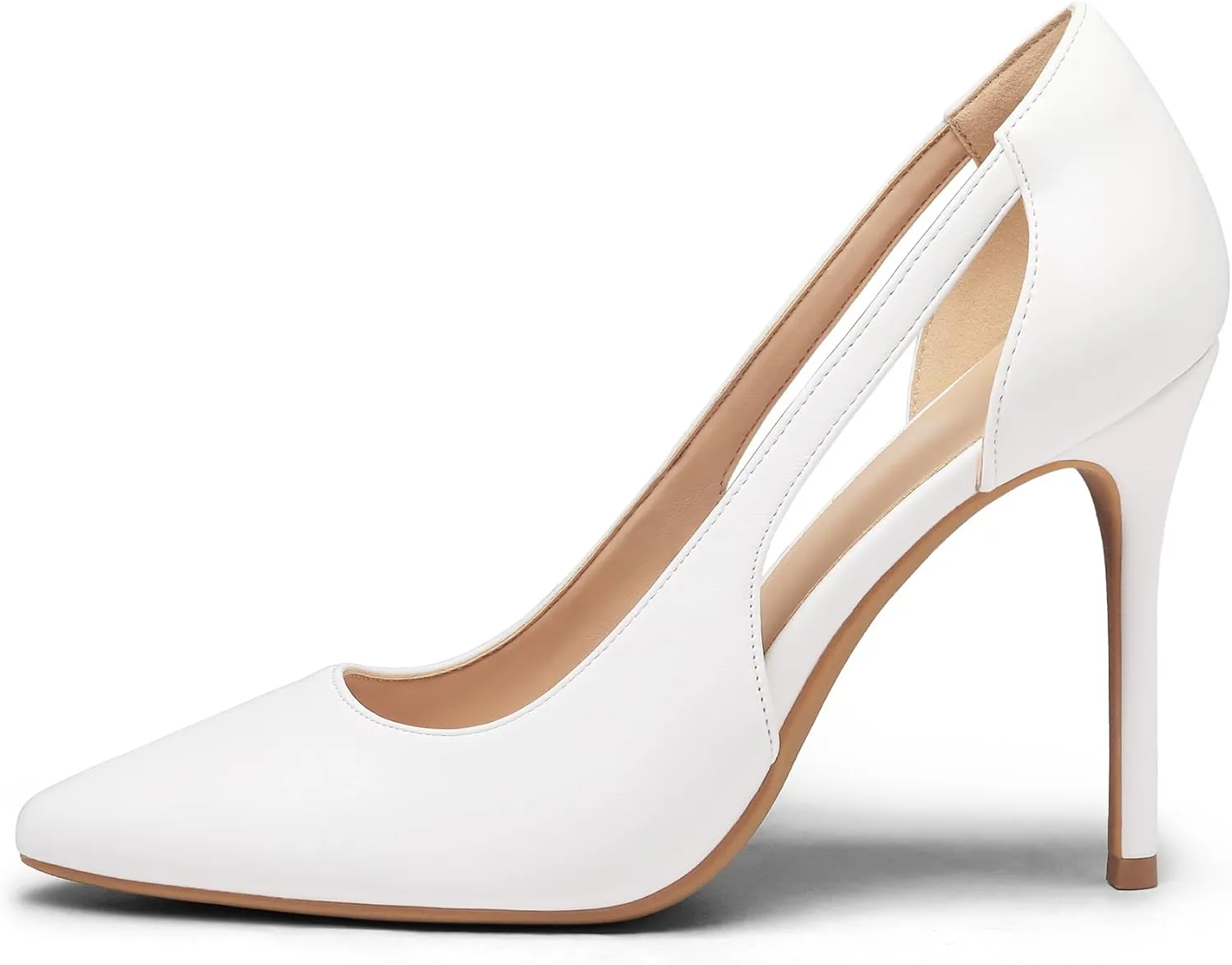 mysoft Women's Stiletto Heels Pumps Closed Toe 4IN Cut Out High Heels Pointed Toe Dress Shoes