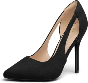 mysoft Women's Stiletto Heels Pumps Closed Toe 4IN Cut Out High Heels Pointed Toe Dress Shoes