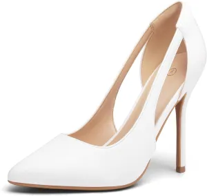 mysoft Women's Stiletto Heels Pumps Closed Toe 4IN Cut Out High Heels Pointed Toe Dress Shoes