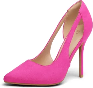 mysoft Women's Stiletto Heels Pumps Closed Toe 4IN Cut Out High Heels Pointed Toe Dress Shoes