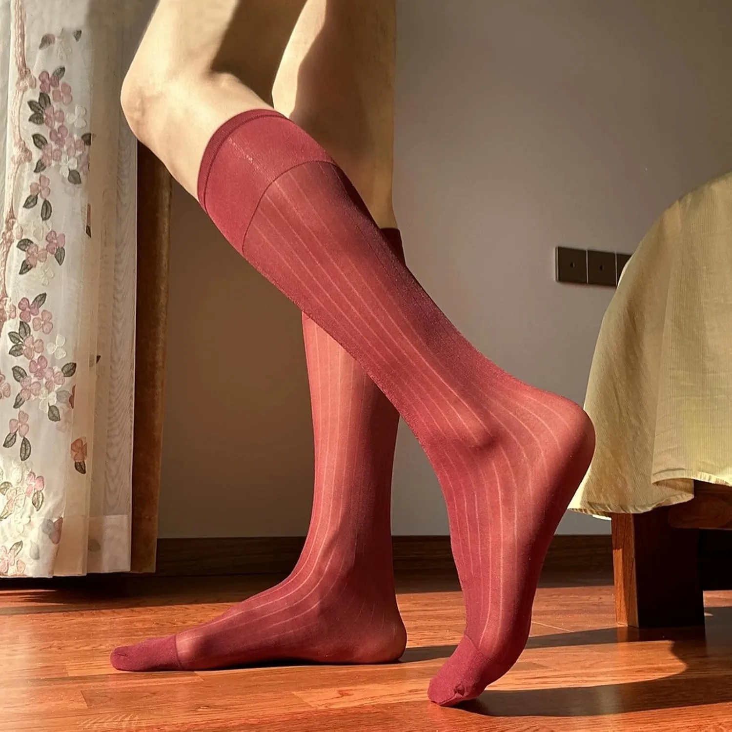 Nanxson 5/10 Pairs Men's Ultra Thin Socks Sheer Casual Sock Dress Socks