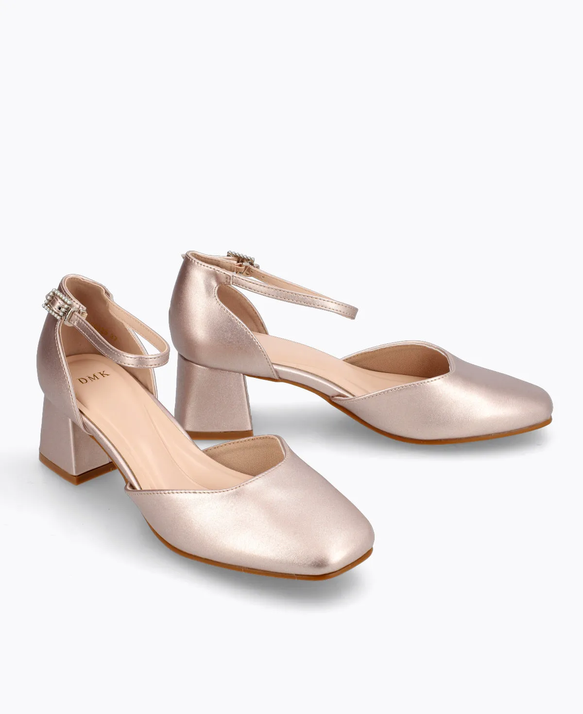 Natalia Block Heel Pumps - Rose Gold