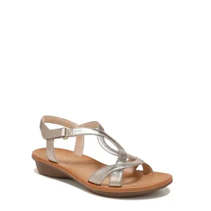 Naturalizer SOUL Womens Solo Strappy Flat Memory Foam Casual Sandals, Warm Silver Metallic, 7.5 M