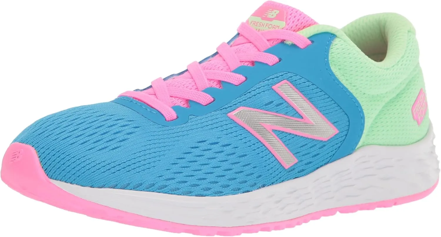 New Balance Kid's Fresh Foam Arishi V2 Bungee Running Shoe, Vibrant Sky/Metallic Silver/Spring Glo, 3 Infant