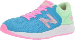 New Balance Kid's Fresh Foam Arishi V2 Bungee Running Shoe, Vibrant Sky/Metallic Silver/Spring Glo, 3 Infant