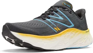 New Balance Men's Fresh Foam X More V4 Running Shoe, Black/Coastal Blue/Ginger Lemon, 11.5