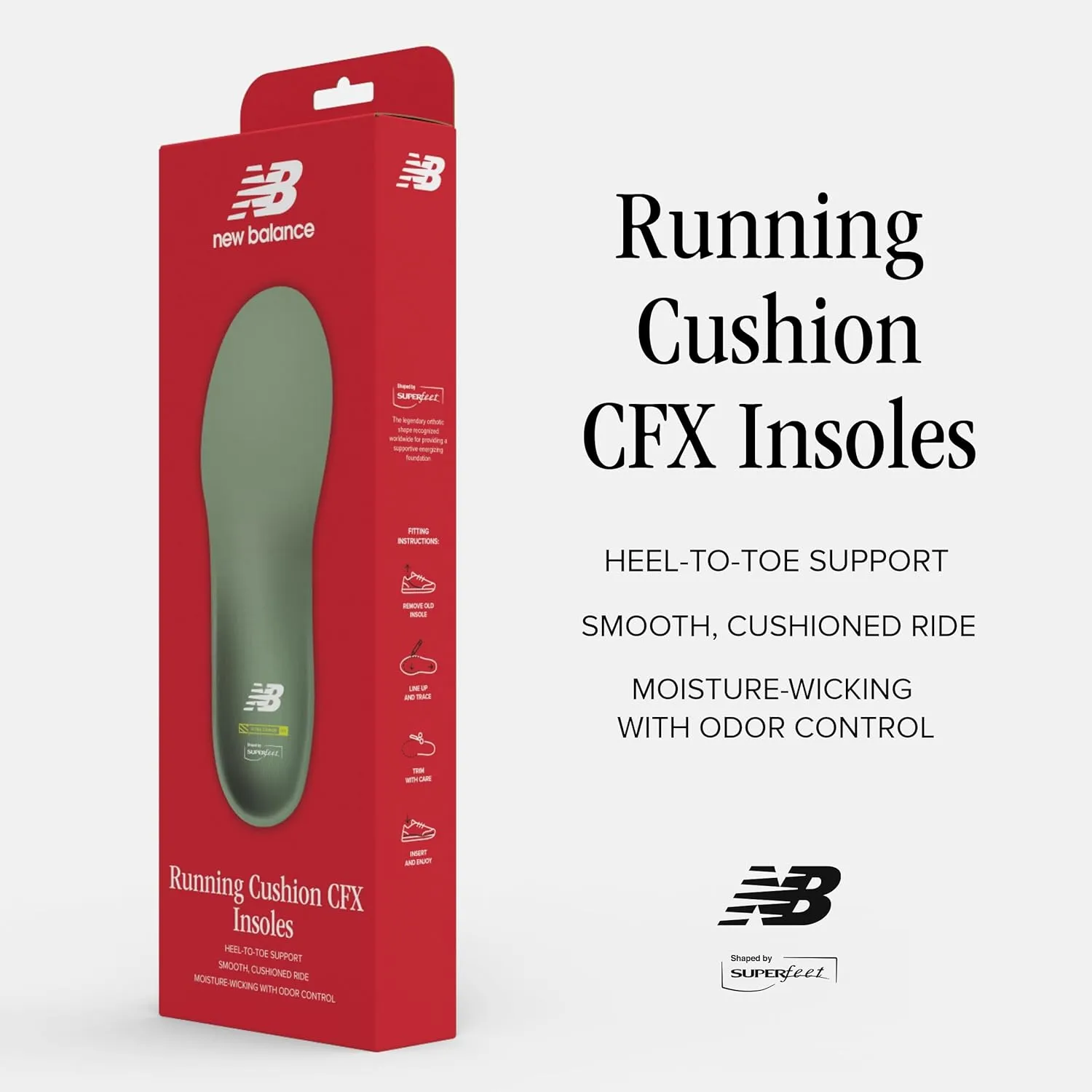 New Balance Running Cushion CFX Shoe Inserts - Arch Support for Runners - Dual Comfort Foam - Unisex - 11.5-13 Men / 12.5-14 Women