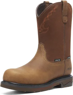 NINGO Men's Steel Toe Work Boots, Waterproof Wellington Boots with Full Grain Leather, Goodyear Welt Pull-On Design, Non Slip Work Shoes, EH Protection for Industrial, Agriculture