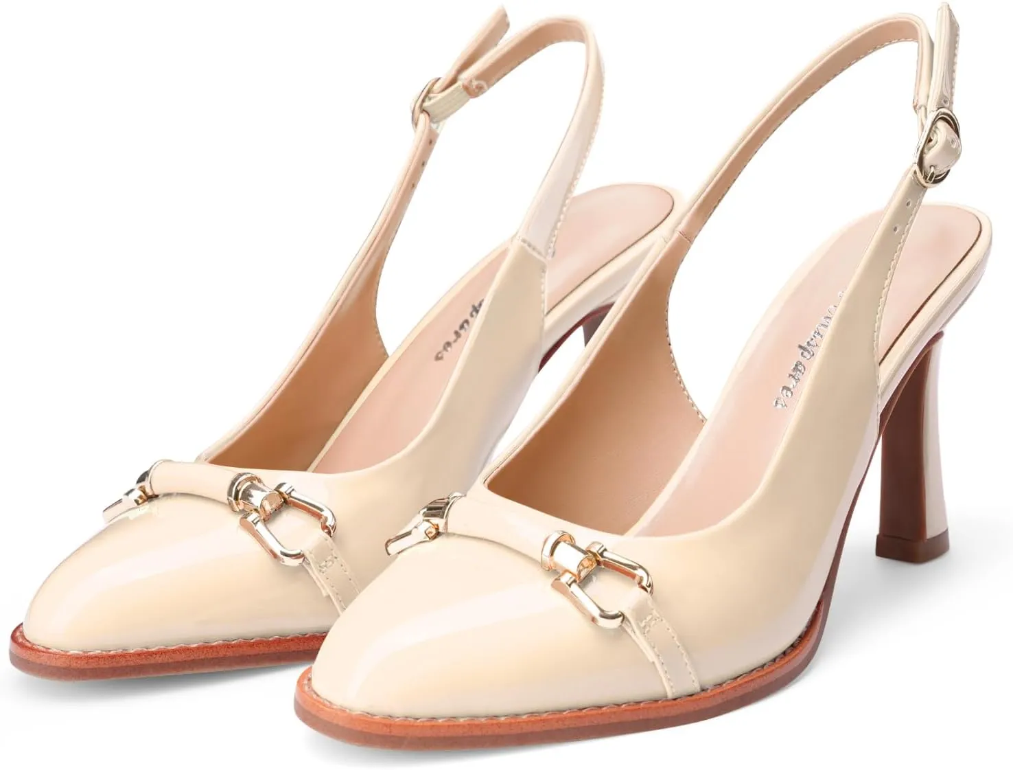 Oh Mispares Slingback Heels for Women Pointy Toe Stiletto High Heel Pumps Slip On Patent Leather Summer Wedding Party Dress Shoes