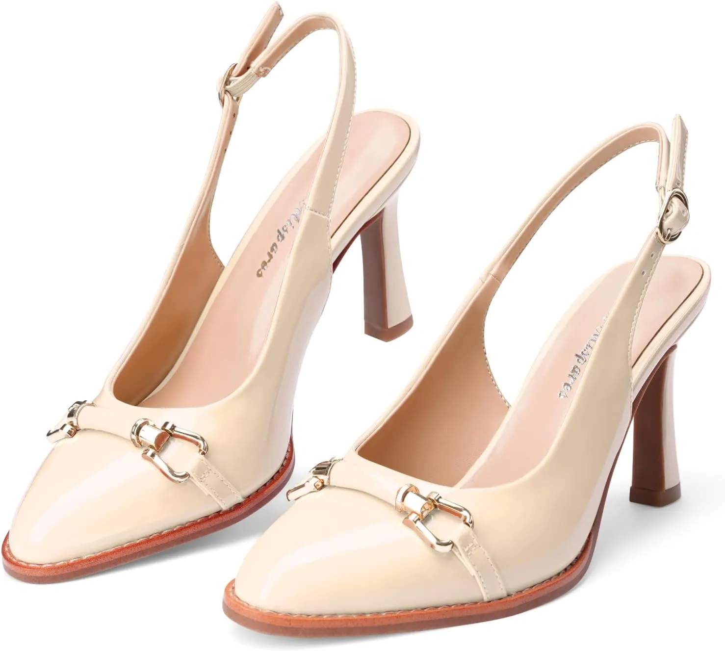 Oh Mispares Slingback Heels for Women Pointy Toe Stiletto High Heel Pumps Slip On Patent Leather Summer Wedding Party Dress Shoes
