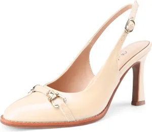 Oh Mispares Slingback Heels for Women Pointy Toe Stiletto High Heel Pumps Slip On Patent Leather Summer Wedding Party Dress Shoes
