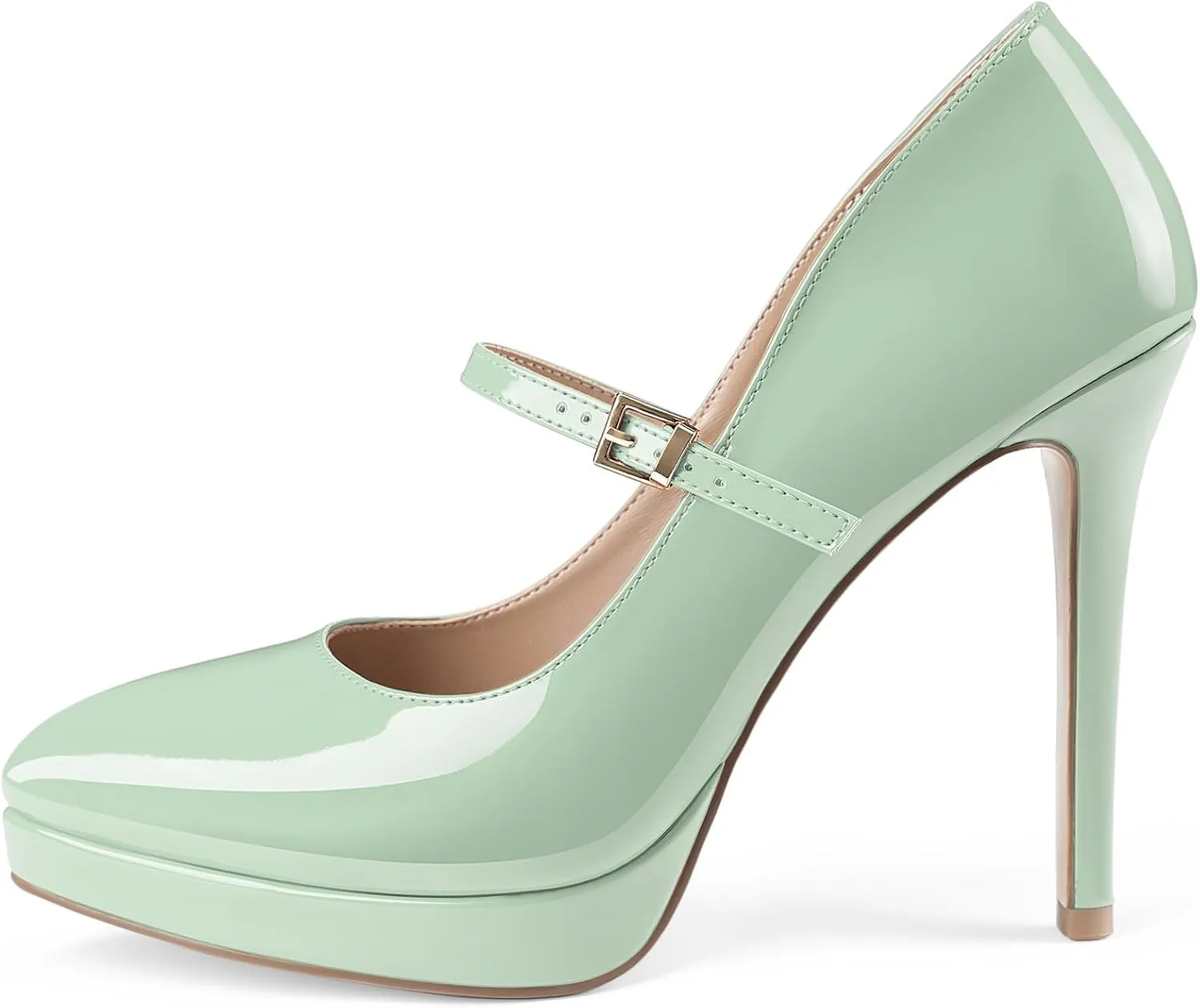 Oh Mispares Women’s Stiletto High Heels Thin Platform Styling Pointed Toe Mary Jane Style Summer Dress Pumps 5 inch Trendy Office Wear Shoes