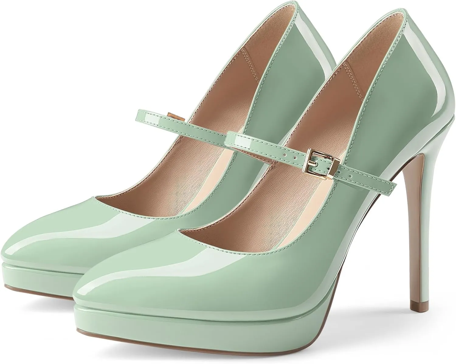 Oh Mispares Women’s Stiletto High Heels Thin Platform Styling Pointed Toe Mary Jane Style Summer Dress Pumps 5 inch Trendy Office Wear Shoes
