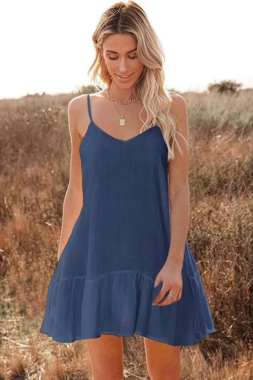 OLYCN Womens Summer Swimsuit Cover Up Loose Sleeveless Bikini Coverups Casual Cami Beach Dress