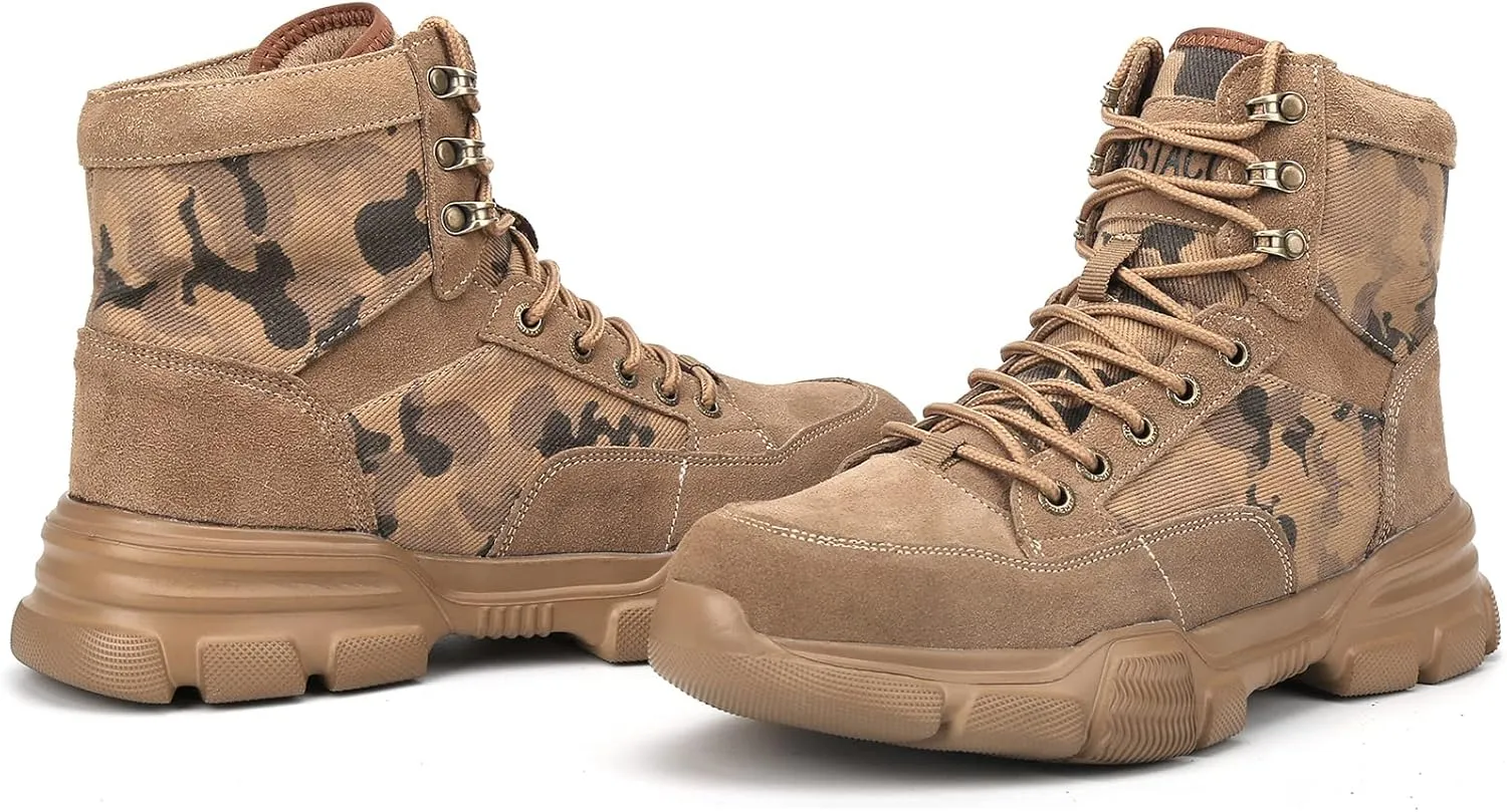 ORISTACO Steel Toe Tactical Boots, Lightweight Camouflage Jungle Construction Work Safety Sneakers