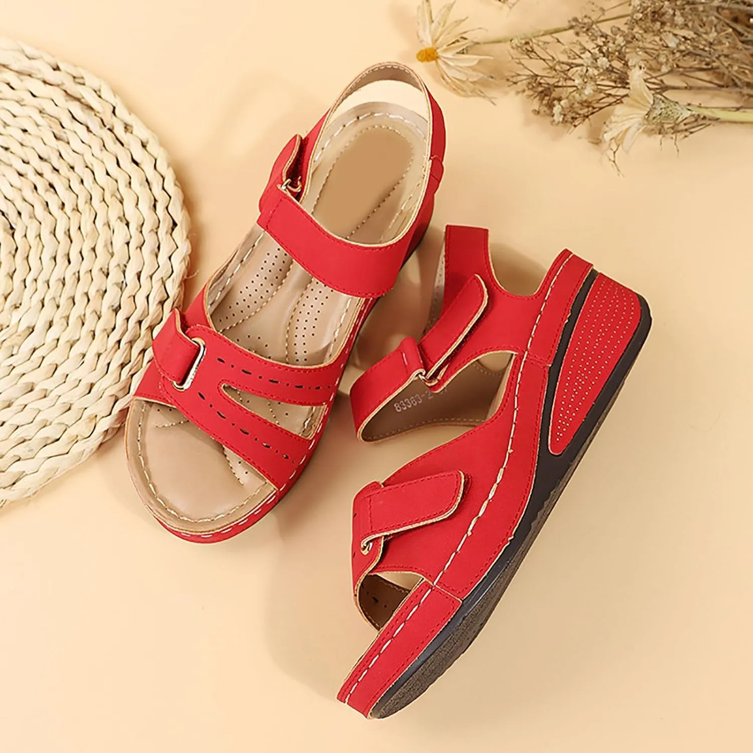 Orthopedic Sandals for Women Arch Support Ankle Strap Dressy Walking Sandals Open Toe Platform Wedge Beach Shoes