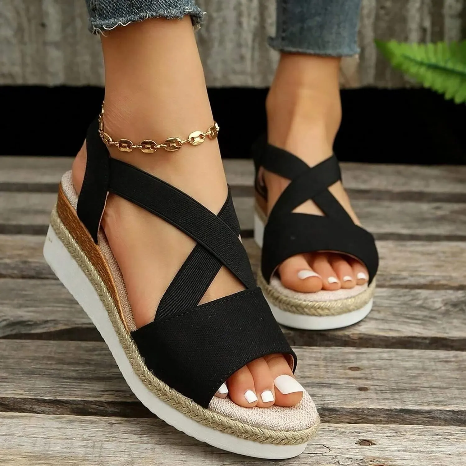 Orthopedic Wedge Sandals for Women Summer Dressy 2025 Orthotic Platform New Bowknot Wedges Sandal Open Toe Ankle Strap Hemp Rope Heels Comfortable Beach Slip on