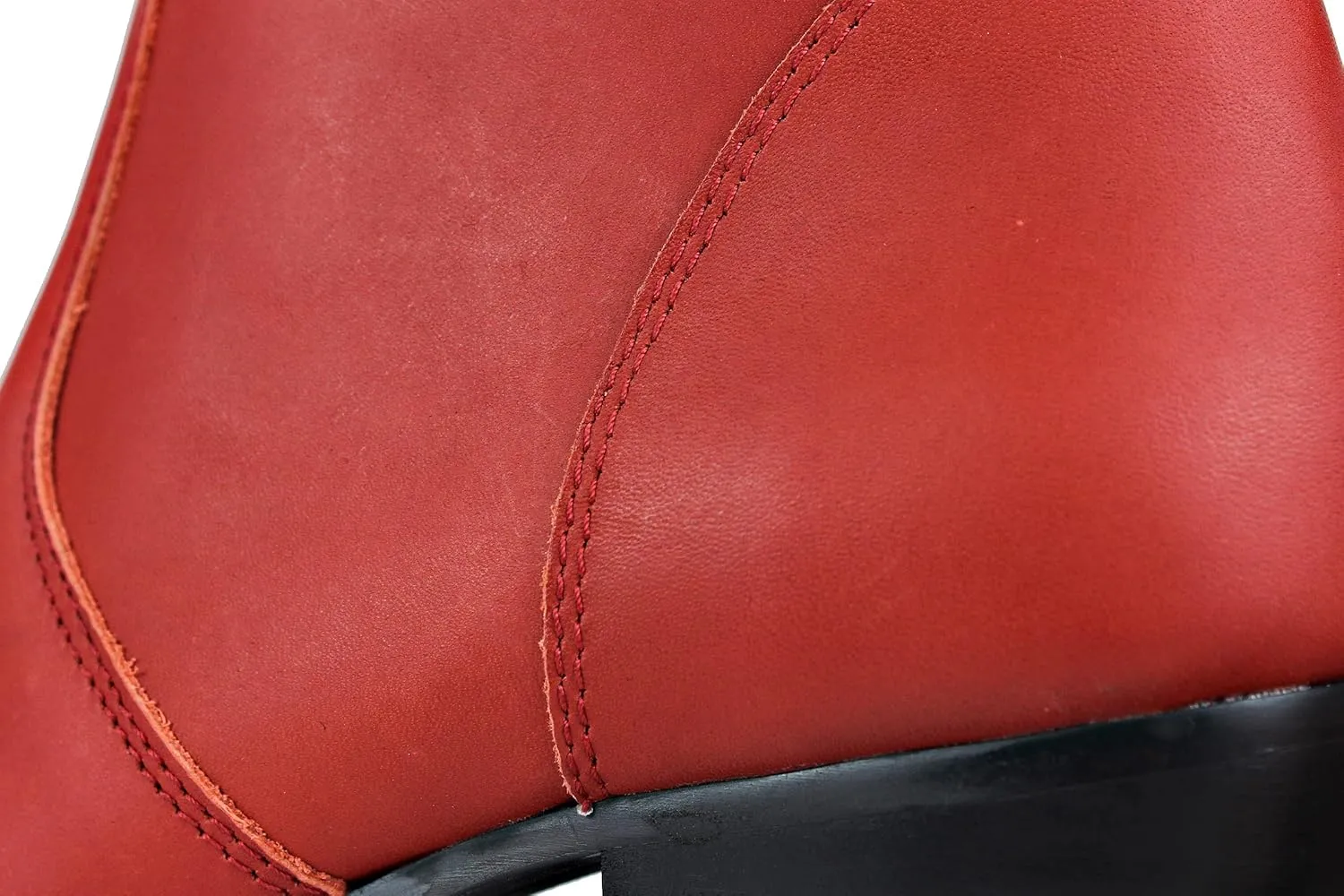 OSSTONE Dress Boot for Men Leather Chelsea Boots Calfskin Casual Heel Shoes Zipper-up OS-JY048-Red-R