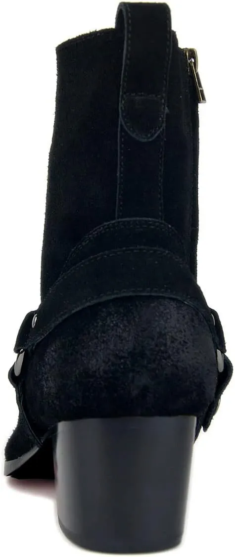 OSSTONE Dress Boot for Men Leather Chukka Designer Boots Casual Heel Shoes Zipper-up OS-JY002-US