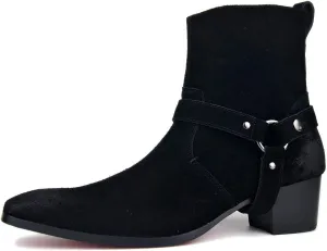 OSSTONE Dress Boot for Men Leather Chukka Designer Boots Casual Heel Shoes Zipper-up OS-JY002-US