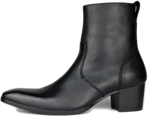 OSSTONE Dress Boot for Men Leather Chukka Designer Boots Casual Heel Shoes Zipper-up OS-JY002-US