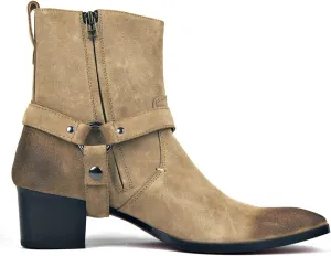 OSSTONE Dress Boot for Men Leather Chukka Designer Boots Casual Heel Shoes Zipper-up OS-JY002-US