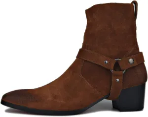 OSSTONE Dress Boot for Men Leather Chukka Designer Boots Casual Heel Shoes Zipper-up OS-JY002-US