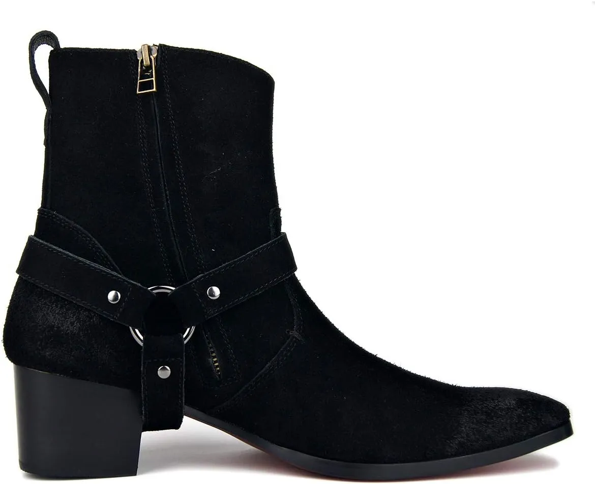 OSSTONE Dress Boot for Men Leather Chukka Designer Boots Casual Heel Shoes Zipper-up OS-JY002-US
