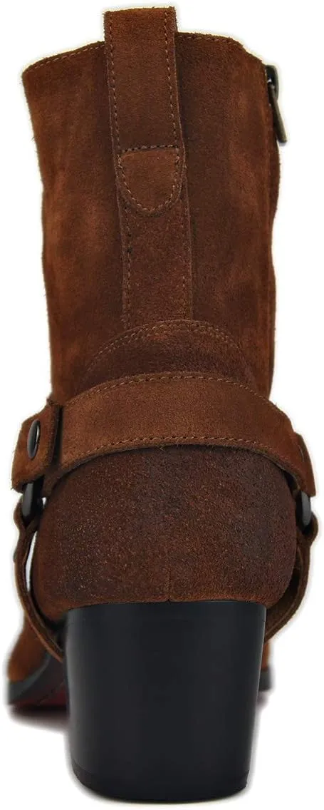OSSTONE Dress Boot for Men Leather Chukka Designer Boots Casual Heel Shoes Zipper-up OS-JY002-US